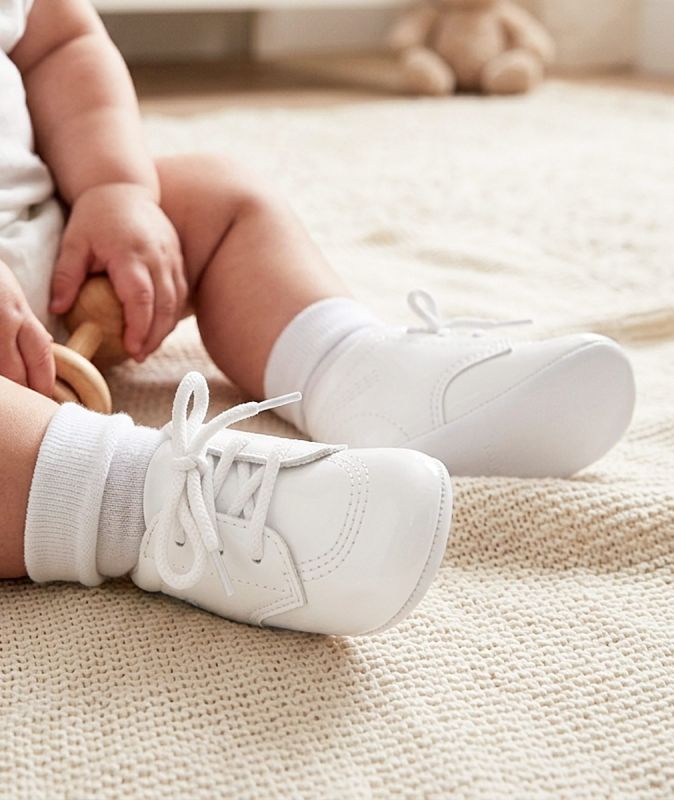 Baby Boy white Carlos lace Up Boot Style Christening Shoe