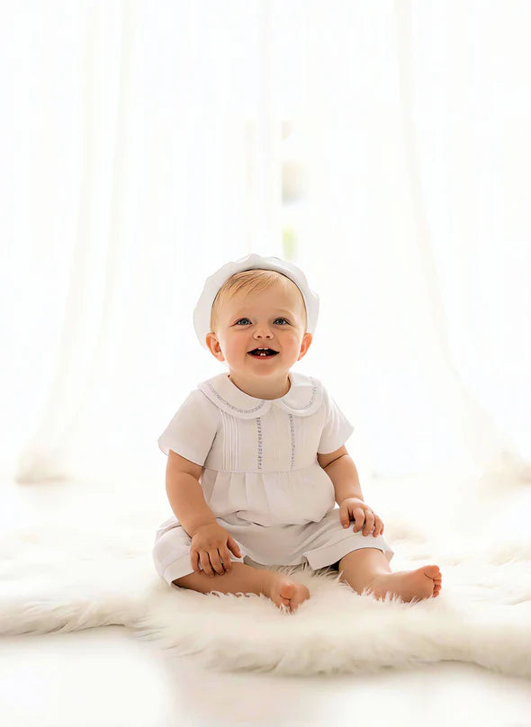 Boys christening Romper with hat Romper-1