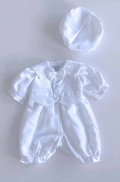 Baby boy christening romper with hat Romper-2