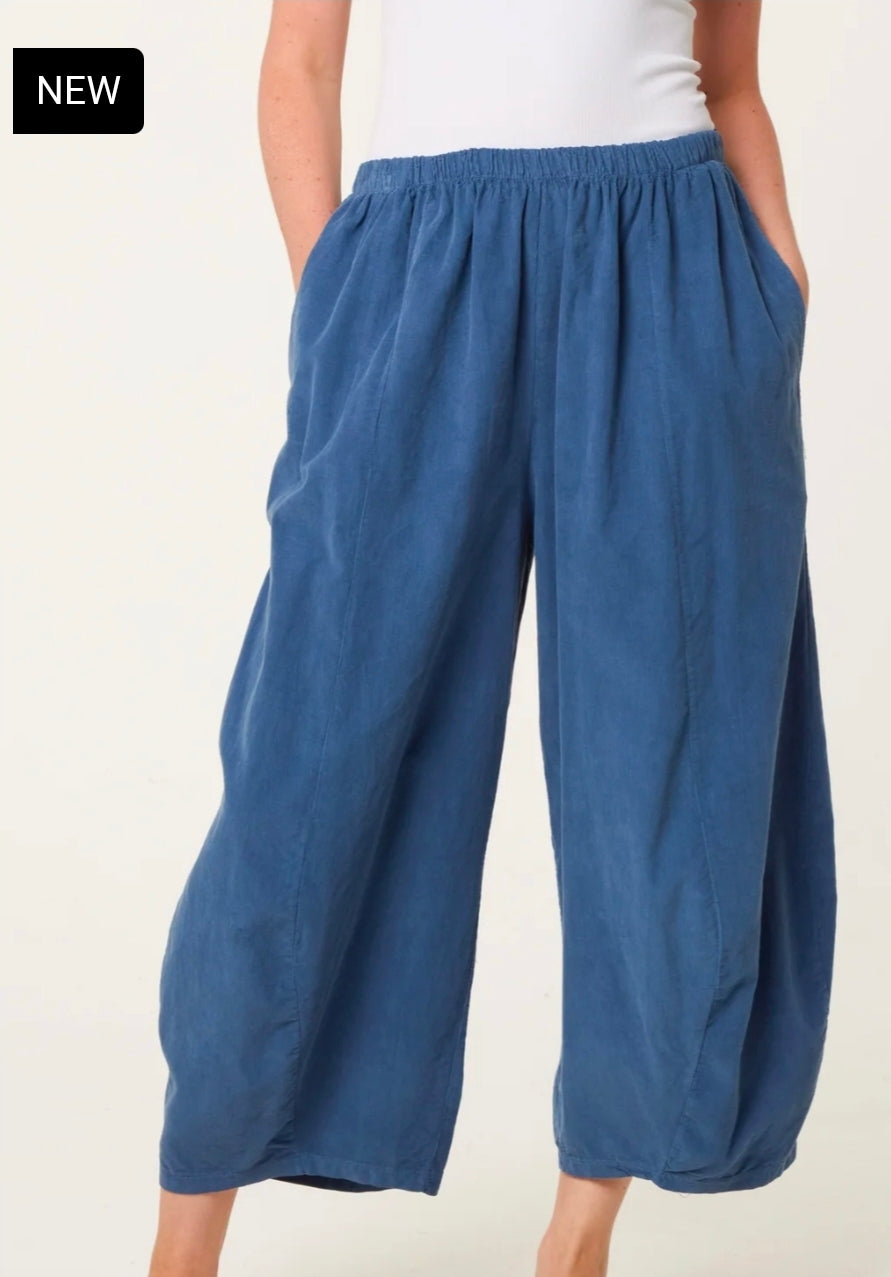 Courdroy Elasticated Waist Trousers Denim