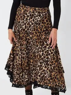 Joe Browns - Leopard Print Mazi Skirt With Lace - ws528a