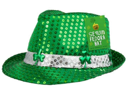 sequin fedora shamrock detail hat