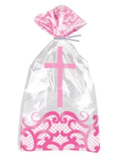 Pink Cross Cellophane Bags