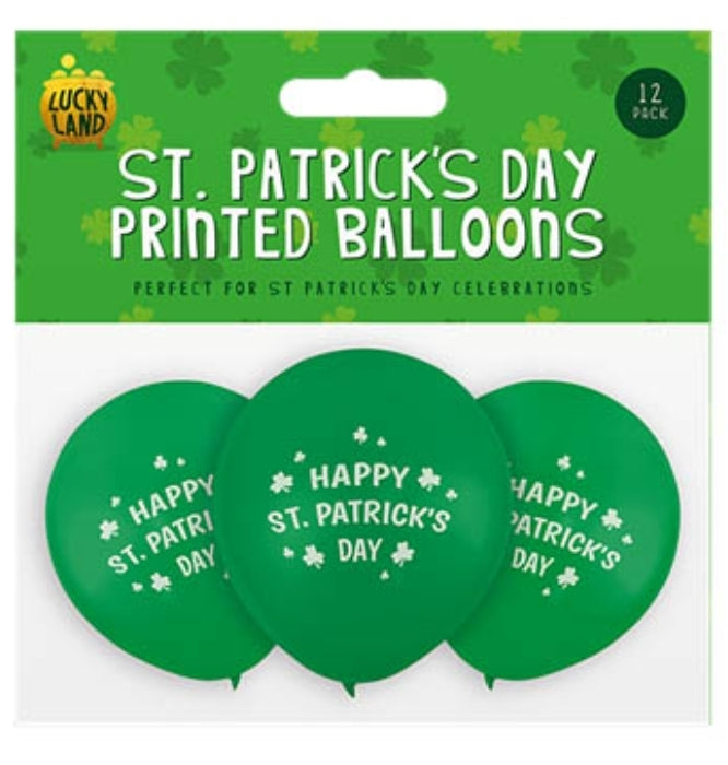 st patricks Day printed balloons 12pk