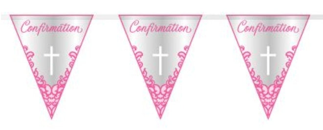 Pink Cross Confirmation Flag Banner 9ft