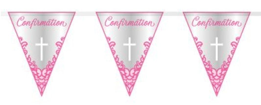 Pink Cross Confirmation Flag Banner 9ft