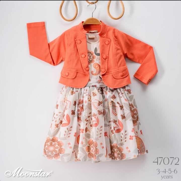 Girls Two Piece Floral Print Dress & Jacket Set (3-6Y)