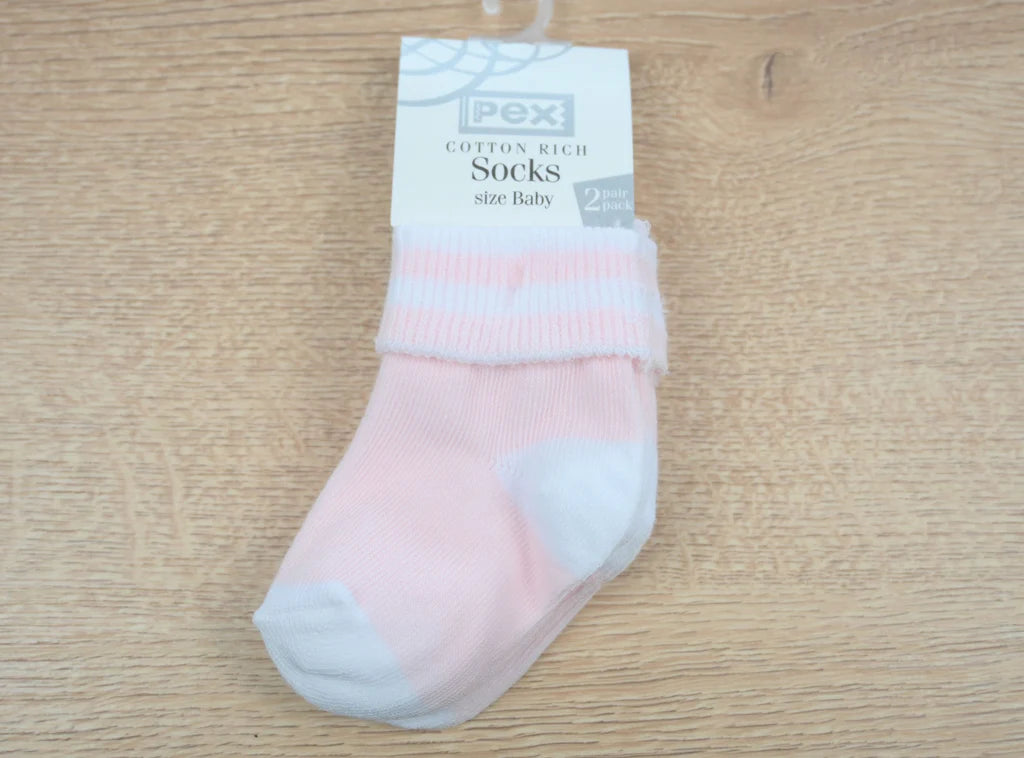 2pk Pink Venice Cotton Socks