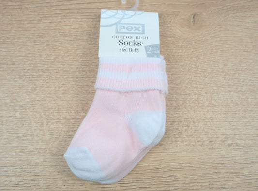 2pk Pink Venice Cotton Socks