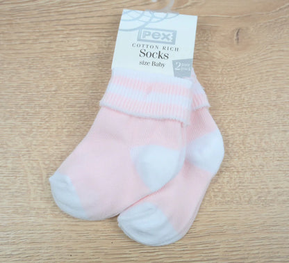 2pk Pink Venice Cotton Socks