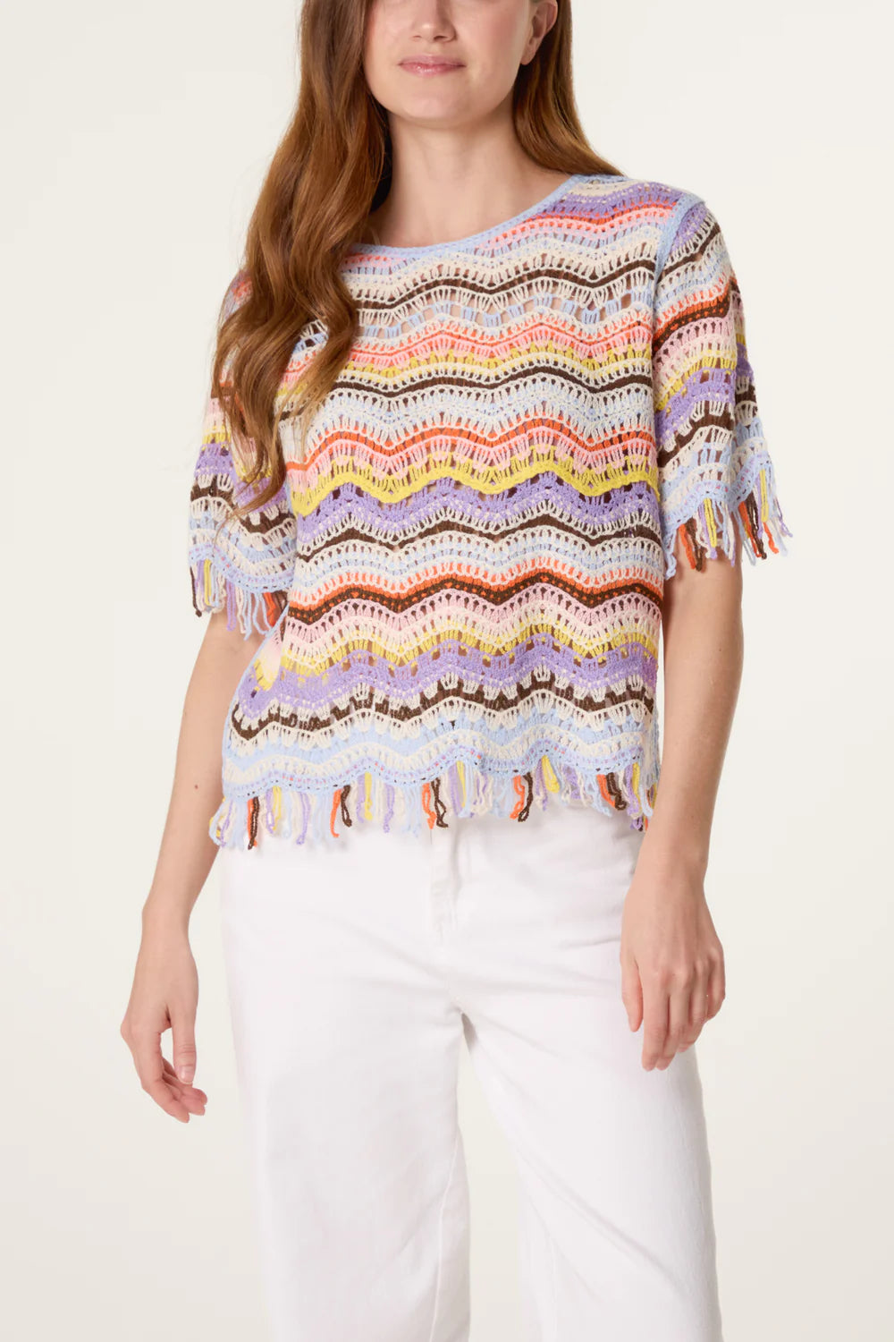 Multicolour Stripe Crochet Top