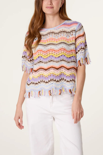 Multicolour Stripe Crochet Top