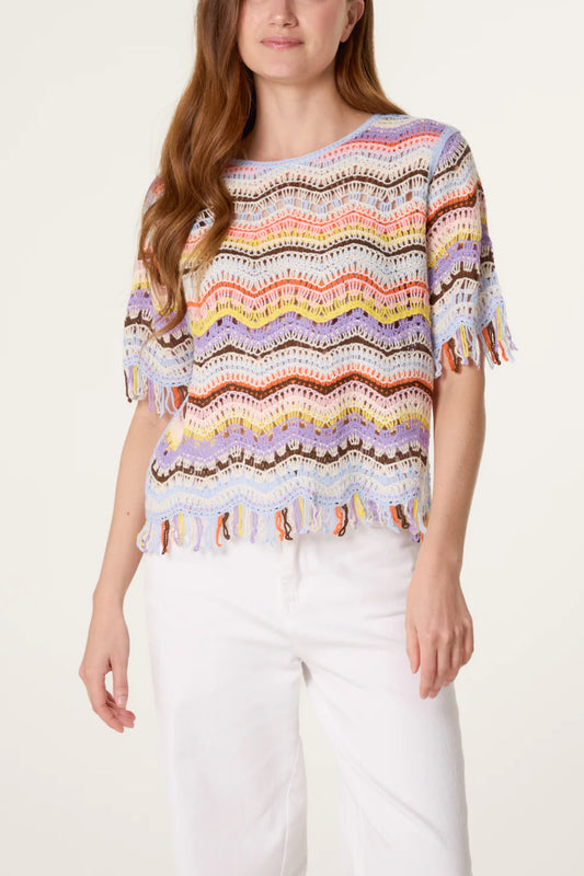 Multicolour Stripe Crochet Top