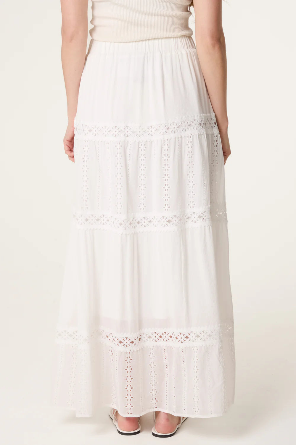 White Broderie Anglaise Tiered Skirt