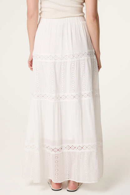 White Broderie Anglaise Tiered Skirt