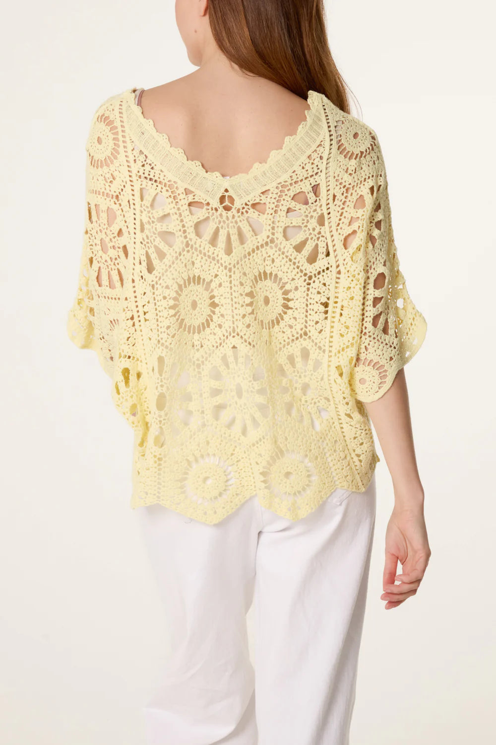 Lemon Scallop Hem Mandala Crochet Top