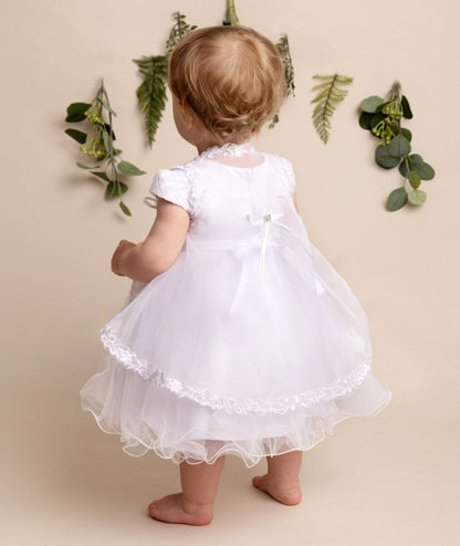 Girls White Faith Christening Dress