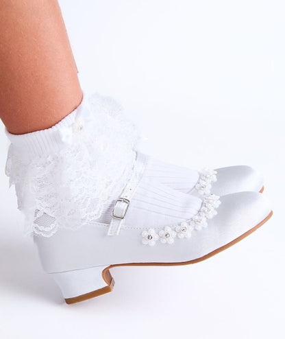 Girls White Betty Communion Shoe
