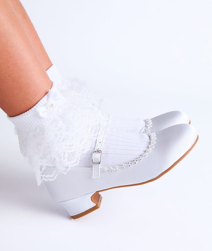 Girls White Bella Communion Shoe