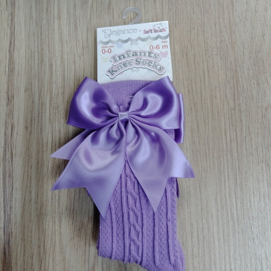 Large Bow Purple Knee Sock