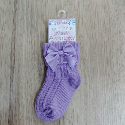 Infant Ankle Bow Sock Plum