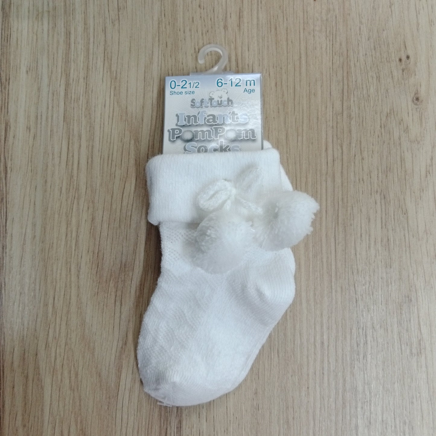 Infant Ankle Sock with Pom-Pom White