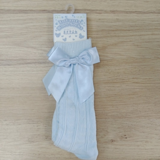 Large Bow Blue Knee Sock