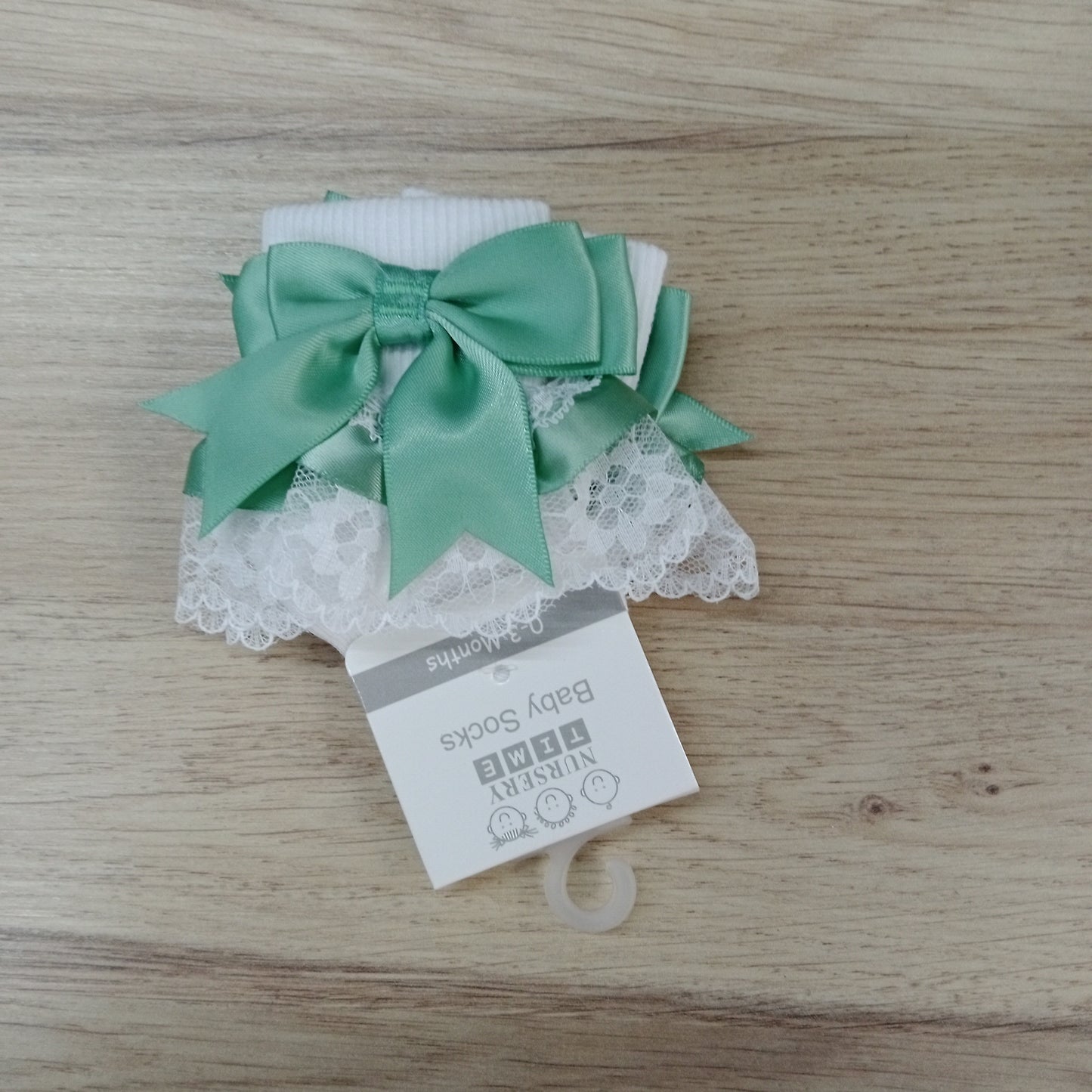 Lace Sock with Sage Green Bow