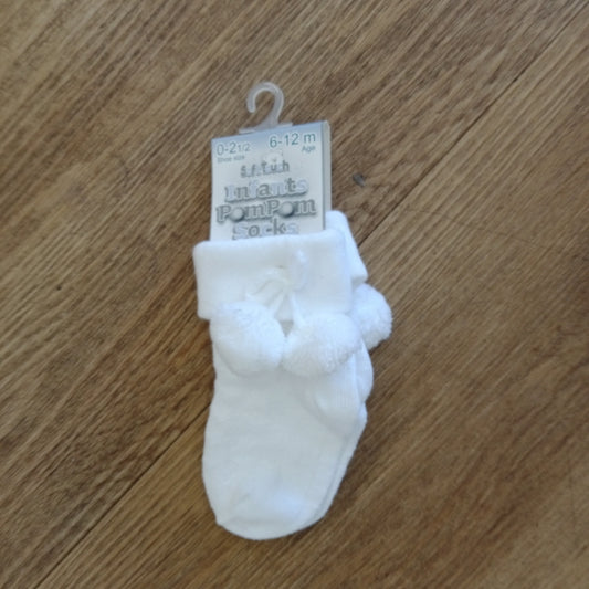 White pom pom sock