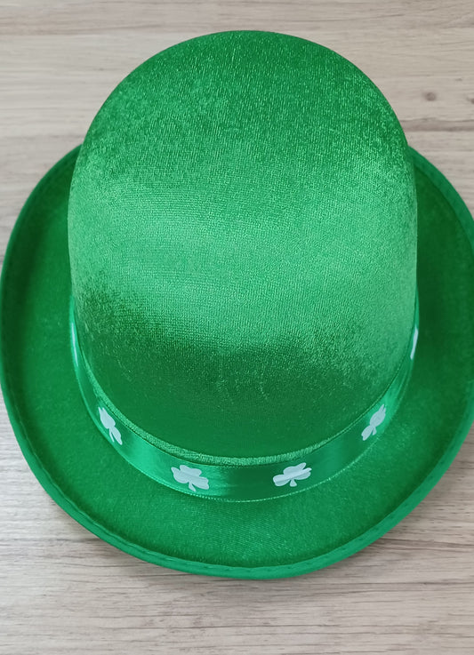 Felt bowler hat irish with shamrock