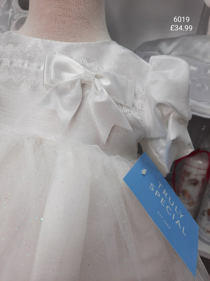 Satin frill and bow detail dress
