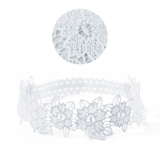 Lace floral headband white