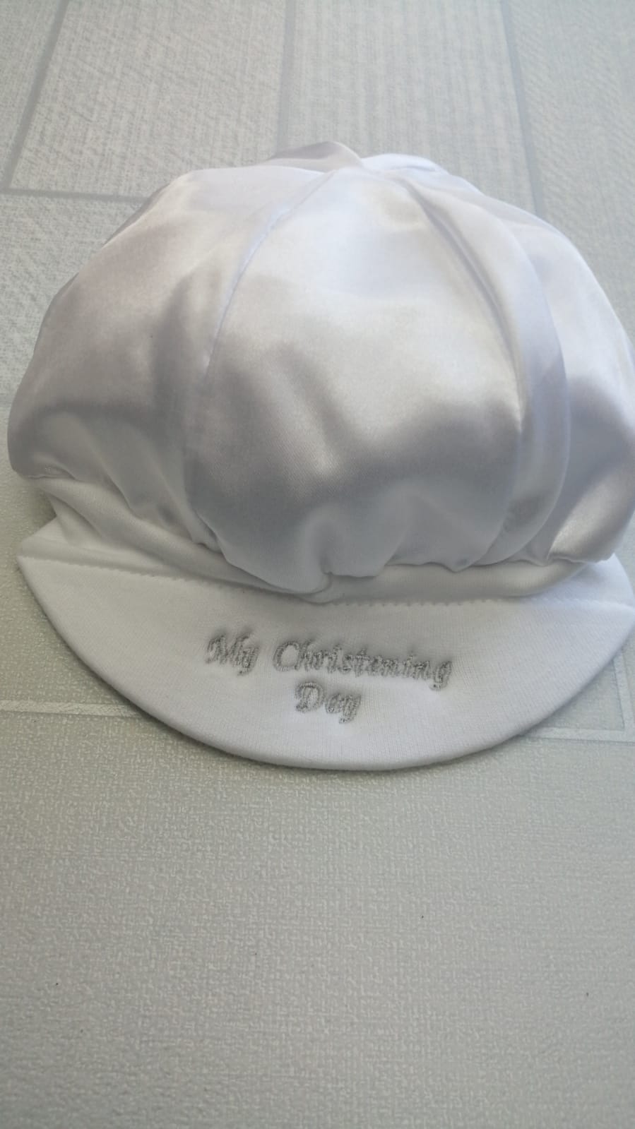 Boys satin My Christening day cap
