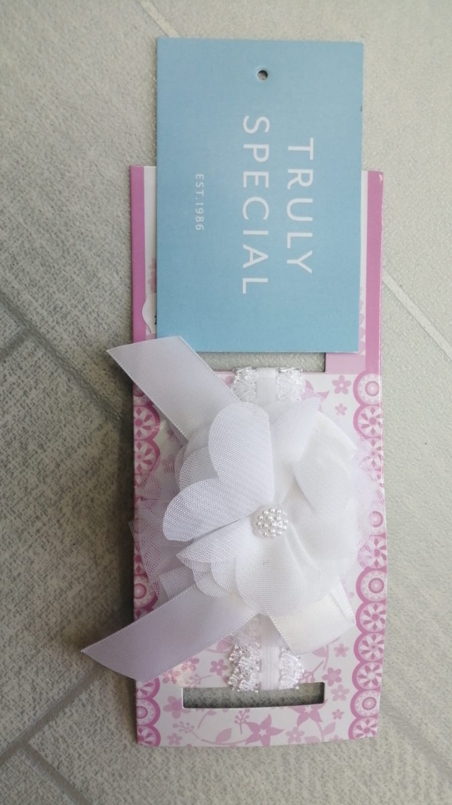 Christening white Floral head band