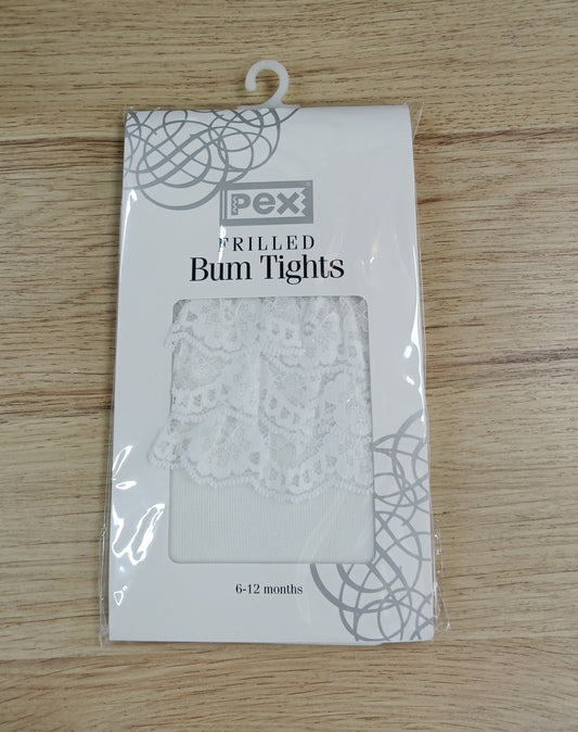 Frilly Bum Tights White