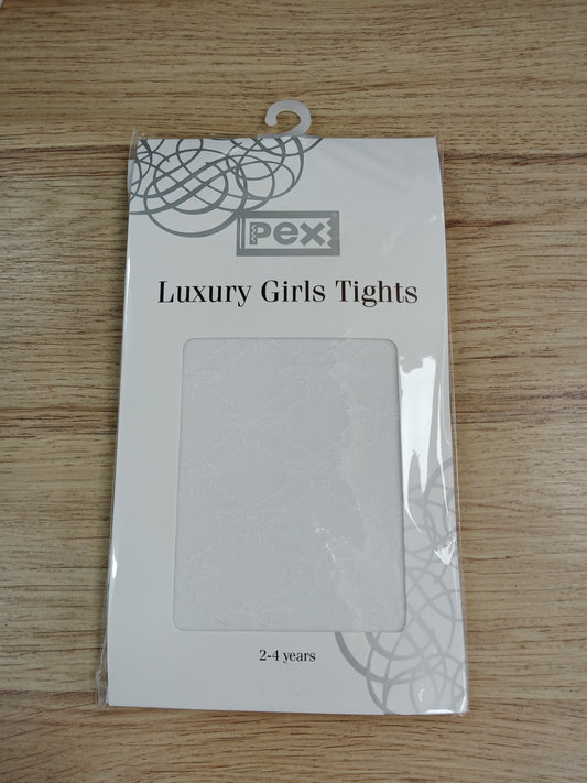 Girls Luxury Tights Agatha White
