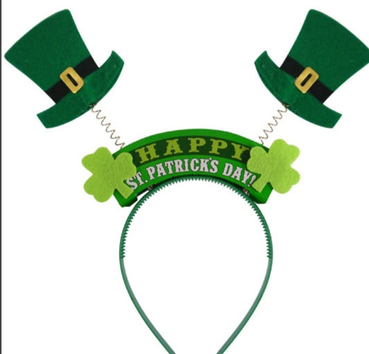 Happy st patricks day headband with hats