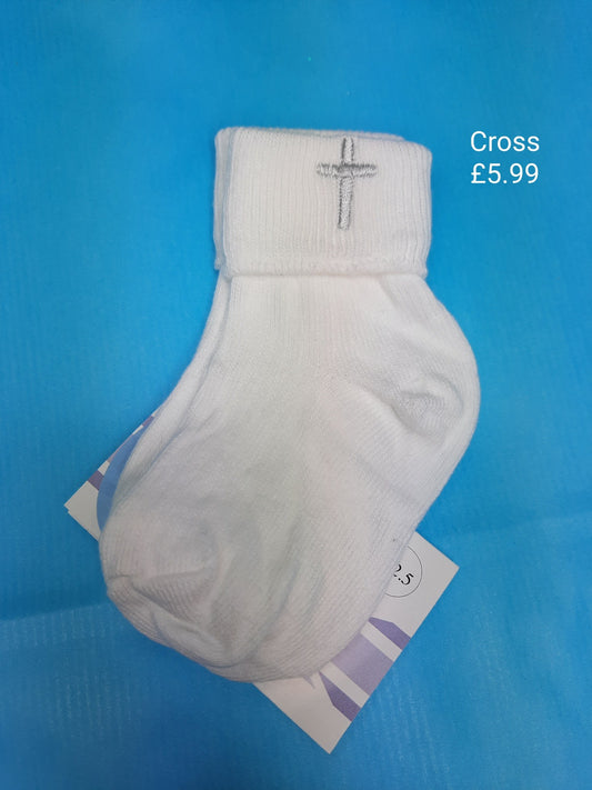 Christening Silver cross sock