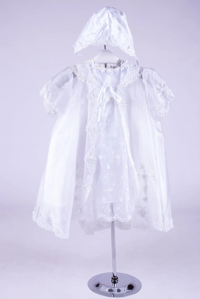 Baby girls 3pc christening gown set 180